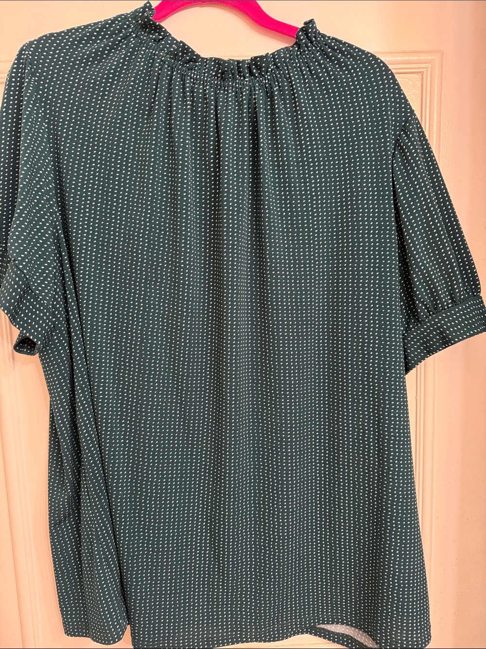 Adrianna Papell Teal Green Dotted Short Sleeve Tunic